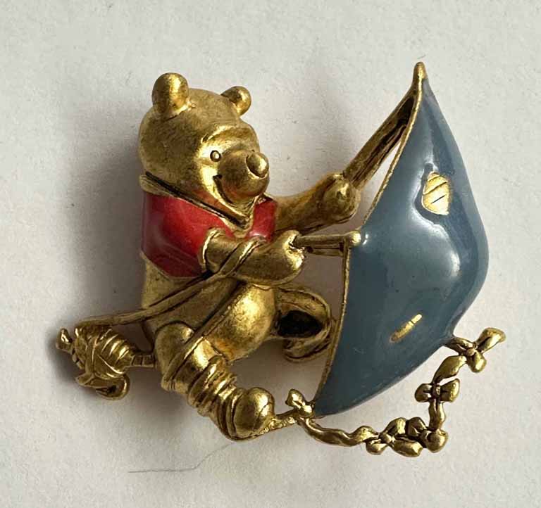 Pooh on a blustery day pin