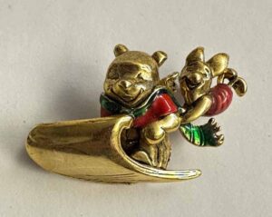 Pooh and Piglet sledding Broach Pin
