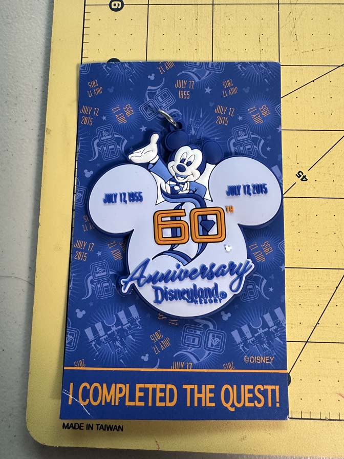 Disneyland Resort 60th Anniversary "I Completed the Quest" medal