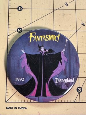 Disney Fantasmic! button pin features Maleficent and was released in 1992 at Disneyland