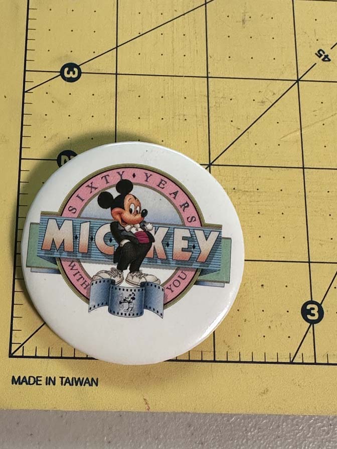 1988 Mickey Mouse "Sixty Years With You" button