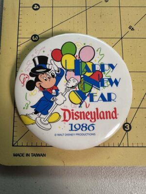 1986 Disneyland Happy New Year Mickey Mouse button