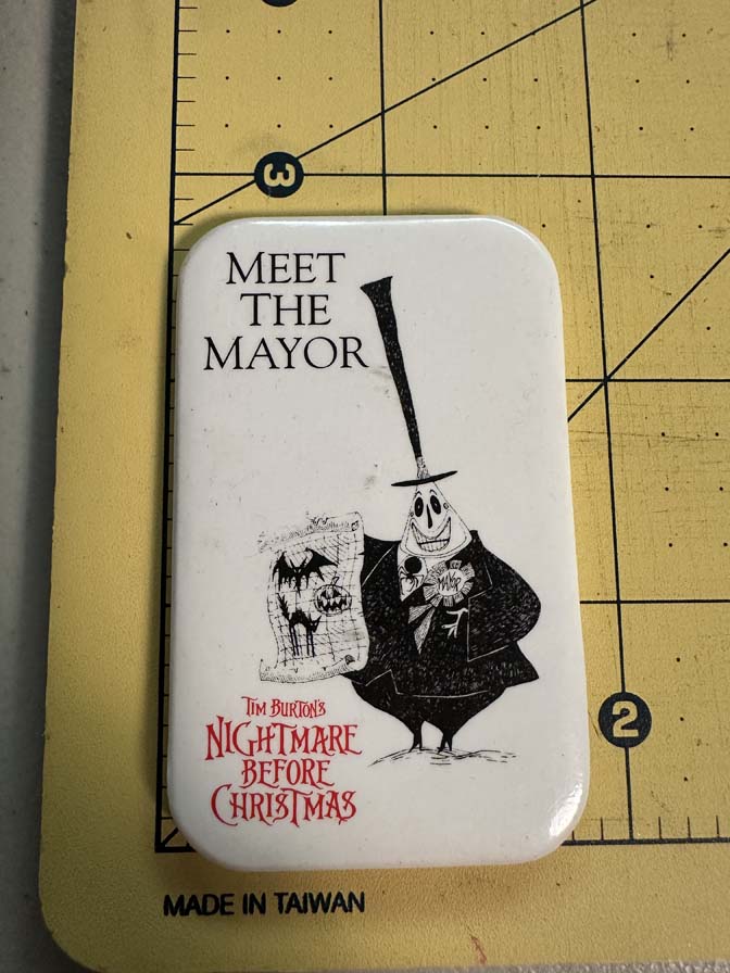 Nightmare Before Christmas Meet the Mayor Button.