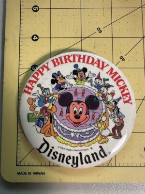 1978 Disneyland "Happy Birthday Mickey" button produced for Mickey Mouse's 50th anniversary
