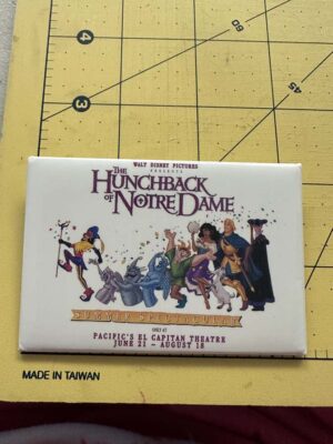 1996 Disney promotional souvenir button for The Hunchback of Notre Dame Summer Spectacular