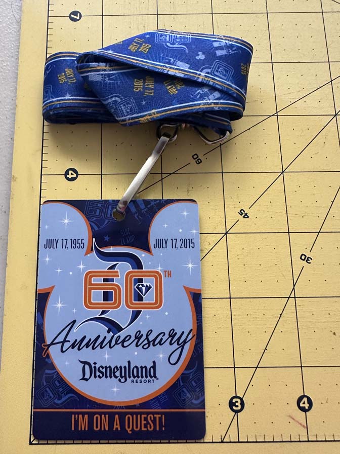 Disneyland 60th Anniversary "Diamond Celebration" Quest Card and Lanyard