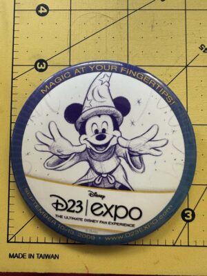 official Sorcerer Mickey Disney button from the inaugural D23 Expo 2009