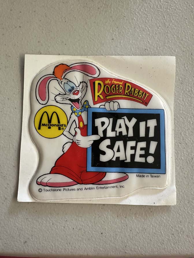 1989 McDonald's Who Framed Roger Rabbit puffy sticker