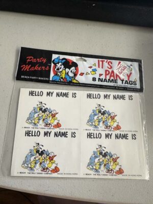 1980s "Party Makers" Disney-themed name tag stickers