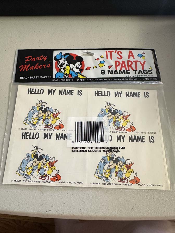 1980s "Party Makers" Disney-themed name tag stickers - Image 2