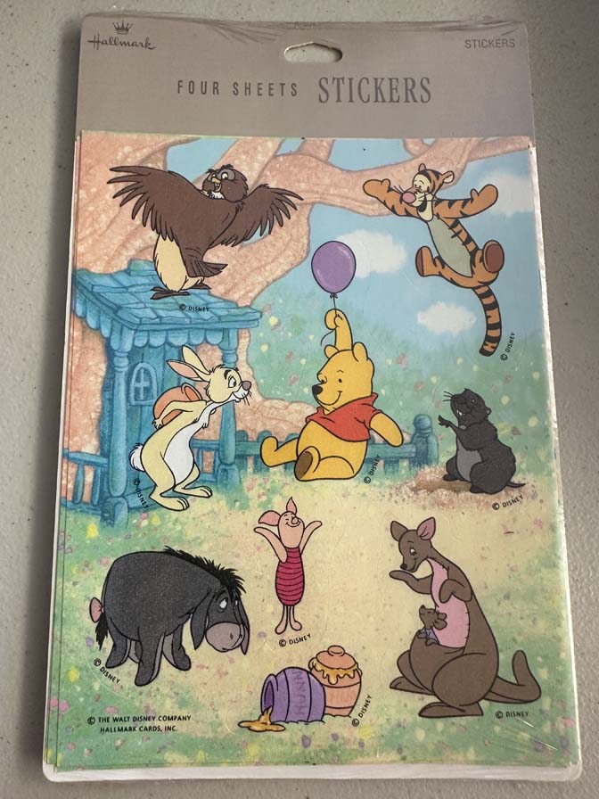 Hallmark sticker sheets featuring Winnie the Pooh and friends.