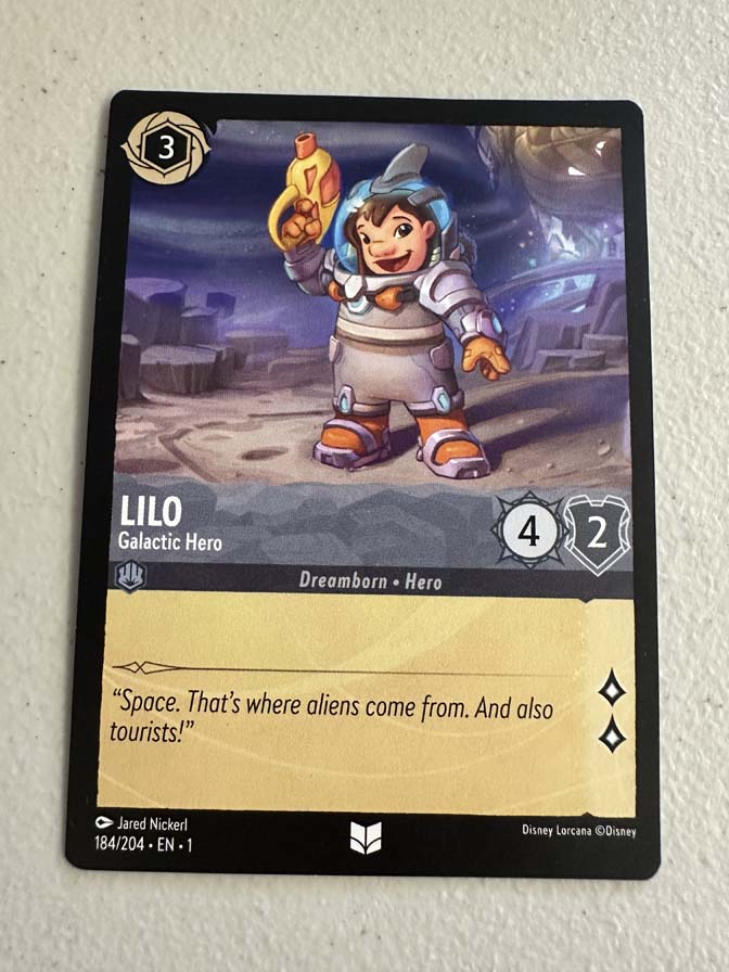 Lilo - Galactic Hero character card from the Disney Lorcana trading card game
