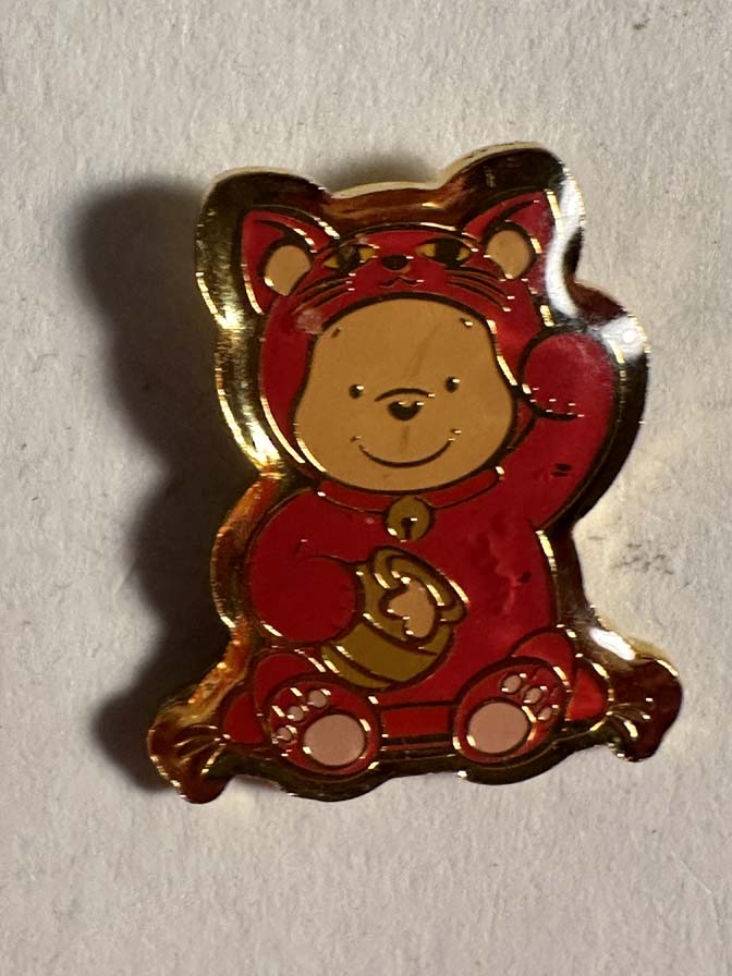 Japan - Winnie the Pooh - Red Lucky Cat - TDS Pin