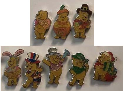 Japan - Pooh - Through the Holidays - Mini 8 Pin Set - JDS