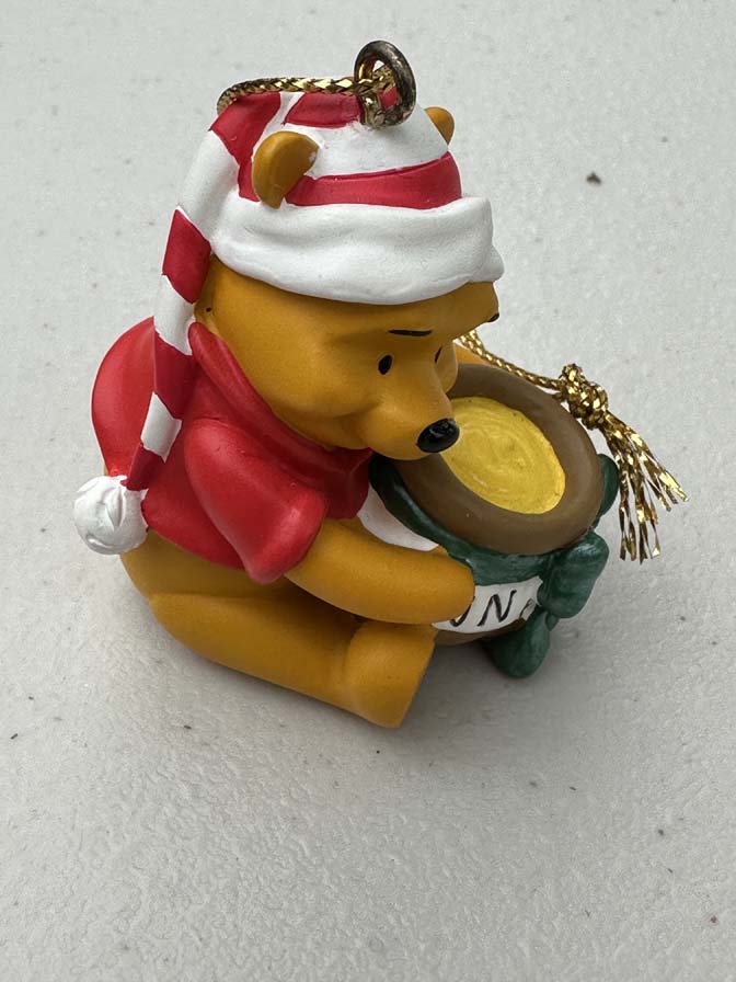 Hallmark Disney Santa Hat Winnie the Pooh with Honey Pot Christmas ornament - Image 4
