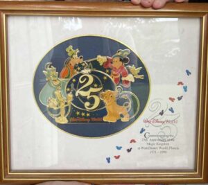 framed pin set from the 1996 Walt Disney World 25th Anniversary celebration