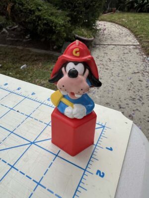 vintage Goofy firefighter shape sorter block PVC