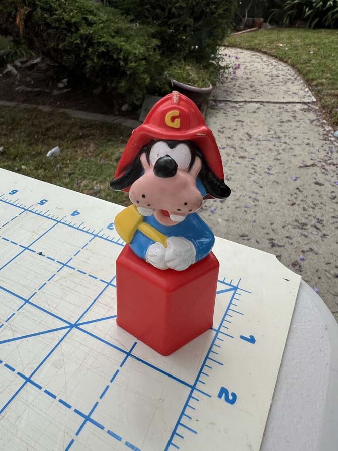 vintage Goofy firefighter shape sorter block PVC