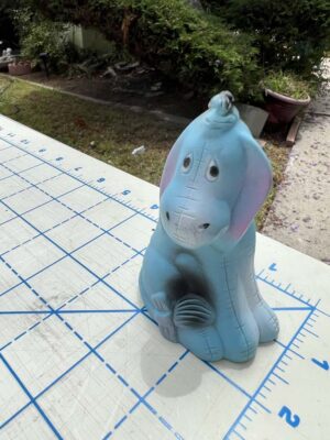 vintage 1960s Walt Disney Productions Eeyore rubber squeak toy originally sold by Sears Roebuck and Co