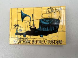 1993 Tim Burton's The Nightmare Before Christmas promotional movie pinback featuring the Mayor in his car