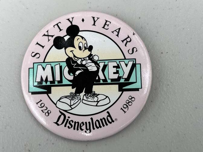 1988 Disneyland Mickey Mouse 60th Anniversary Button