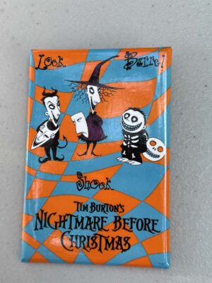 1993 Tim Burton's The Nightmare Before Christmas promotional movie pin featuring Lock, Shock, and Barrel