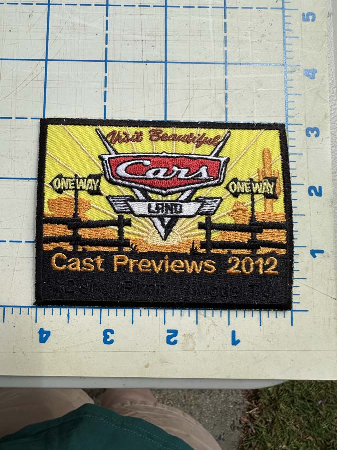 Disney Cast Member exclusive patch created for the 2012 Cars Land Cast Previews