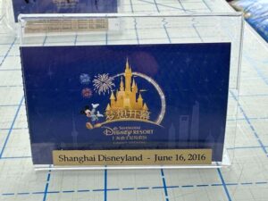 Opening Day ticket stub for Shanghai Disney with stand #124