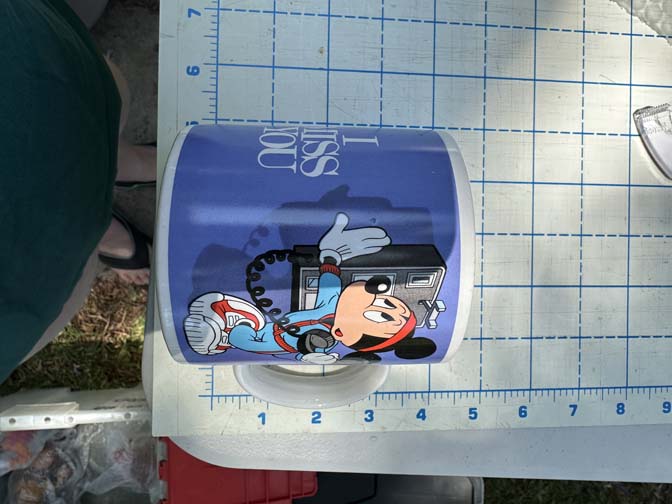 1980s Disney mug featuring Mickey Mouse on a phone With Minnie Mouse - Image 4