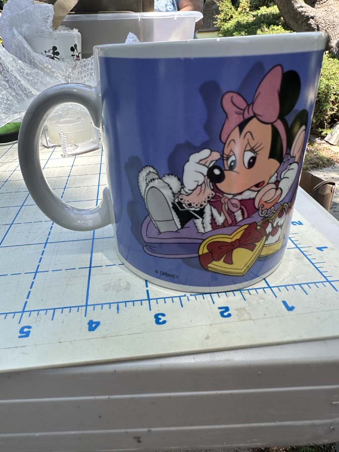 1980s Disney mug featuring Mickey Mouse on a phone With Minnie Mouse - Image 5