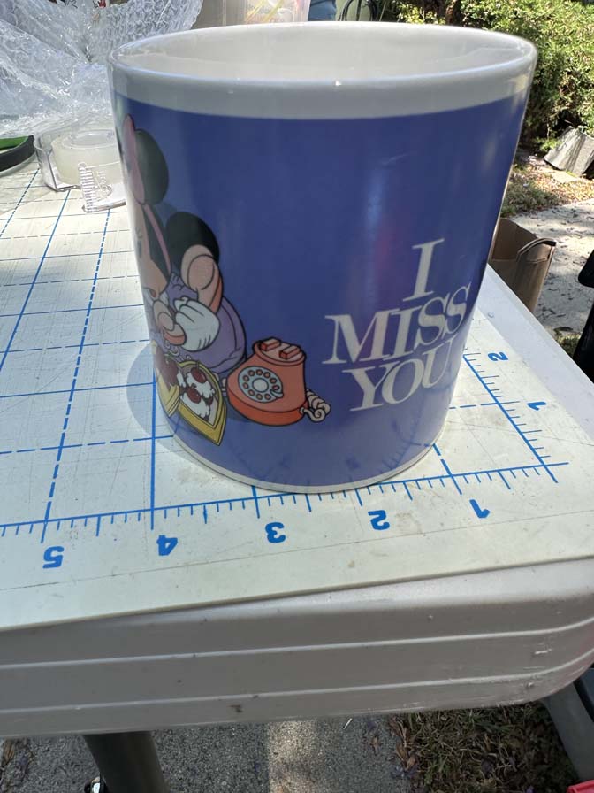 1980s Disney mug featuring Mickey Mouse on a phone With Minnie Mouse - Image 2