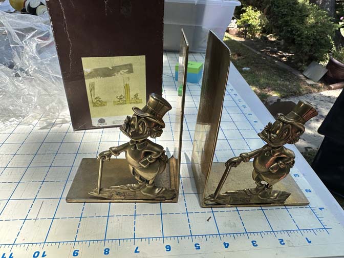 vintage Walt Disney Productions Scrooge McDuck bookends are crafted from solid brass - Image 7