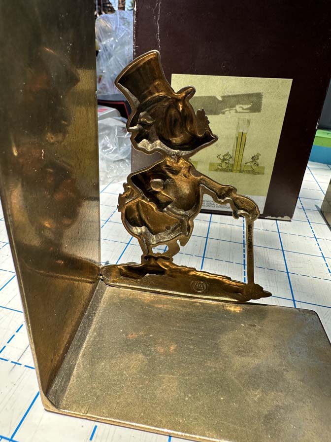 vintage Walt Disney Productions Scrooge McDuck bookends are crafted from solid brass - Image 3
