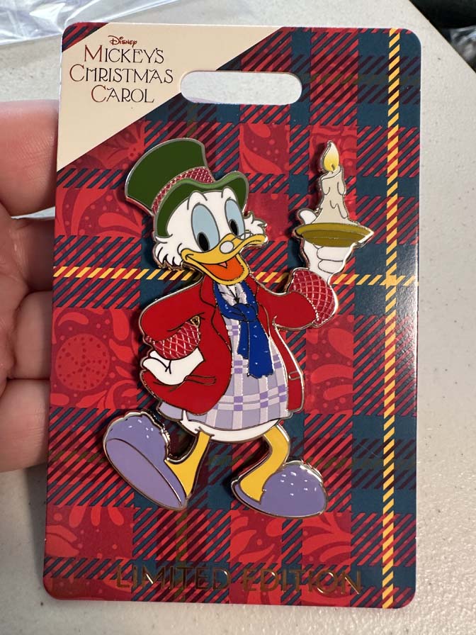 Walt Disney Imagineering (WDI) limited edition pin featuring Scrooge McDuck as Ebenezer Scrooge from Mickey's Christmas Carol LE300