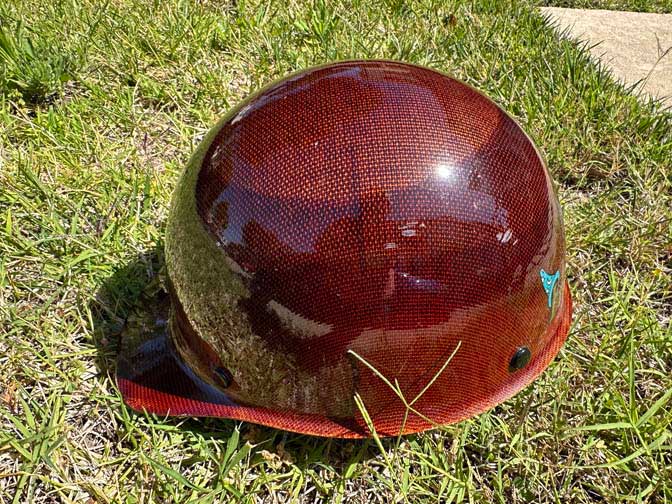 Walt Disney Imagineering (WDI) hard hat, JOE name specifically featuring a red carbon-fiber style finish and Sorcerer Mickey Mouse. - Image 10