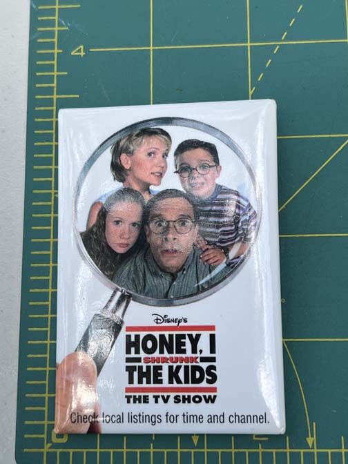 Disney promotional button featuring the main cast from Honey, I Shrunk the Kids: The TV Show