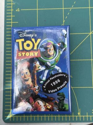 1996 Disney's Toy Story "Annual Passholders Video Presale" promotional button