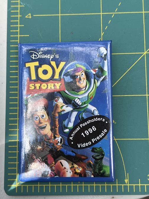 1996 Disney's Toy Story "Annual Passholders Video Presale" promotional button