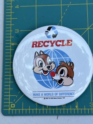 1989 Recycle Campaign featuring Chip and Dale button