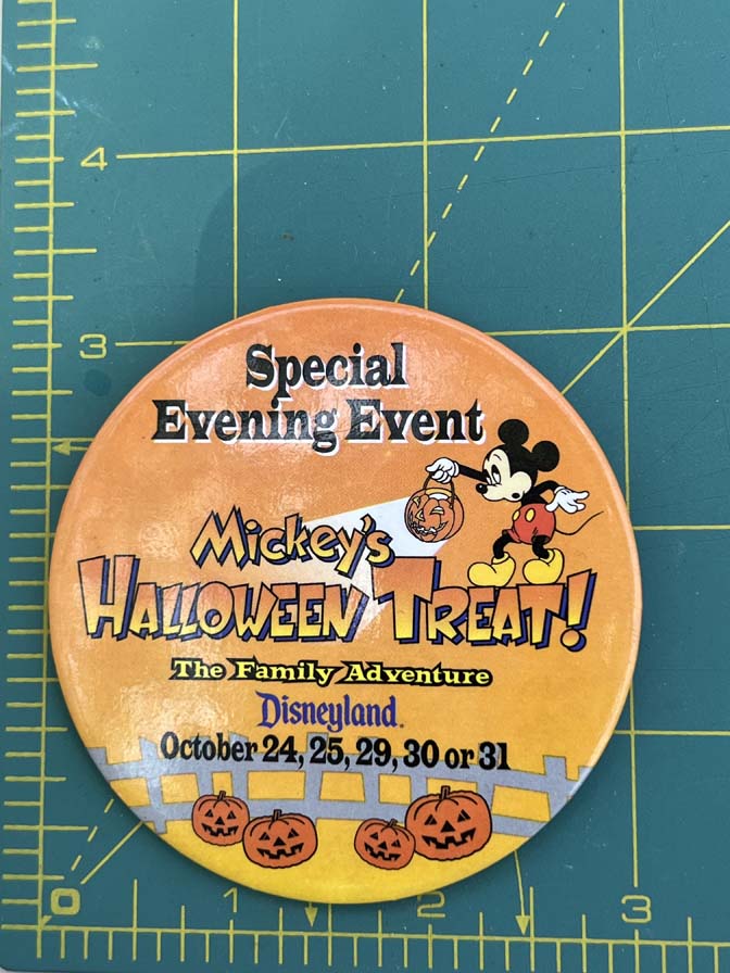 Disneyland "Mickey's Halloween Treat" special event button