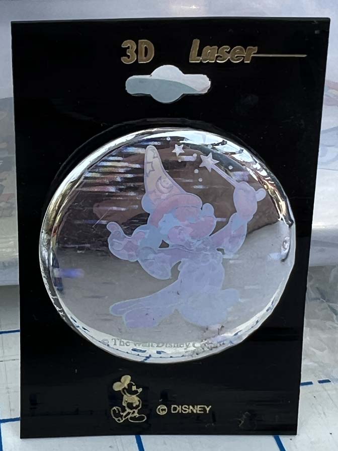 Fantasia" Sorcerer's Apprentice 3D laser-etched glass button