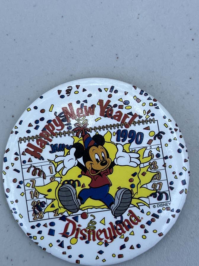 Disneyland celebrating the New Year in 1990 button